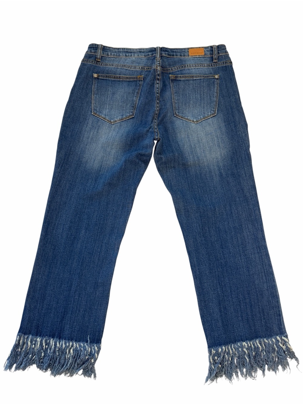 Judy Blue Distressed Blue Fringe-Hem Cropped Jeans - Picture 4 of 5
